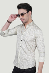 Simon Cream Cotton Printed Shirt