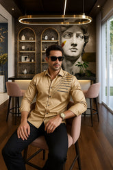 Girac Gold Cottton Solid Shirt