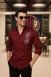 Dixy Maroon Cottton Solid Shirt