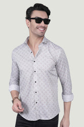 Cedric White Cotton Printed Shirt