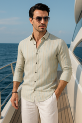 Ilya Grey Linen Striped Shirt