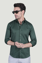 Henrik Green Cotton Striped Shirt