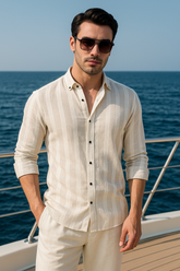 Jerzy Cream Linen Striped Shirt