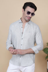 Fabian Grey Linen Striped Shirt