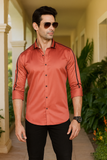 CARROT ORANGE SOLID TRIM PARTY WEAR SHIRT