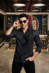 Matej Grey Cotton Solid Embroidery Shirt