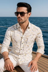 Odor White Linen Printed Shirt