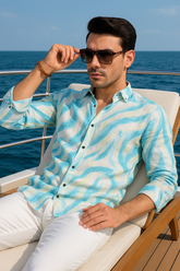 Ruben White Linen Printed Shirt