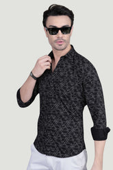 Stefan Black Cotton Printed Shirt