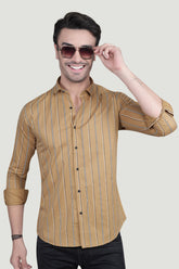 Pastel Orange Cotton Striped Shirt