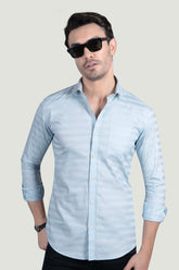 Alaric Light Blue Cotton Striped Shirt