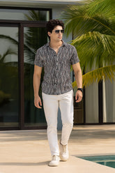 Lucas Black Viscose Stripes- Resort Shirt