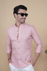 Ronan Pink Linen Solid Shirt