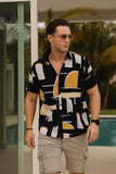 STANLEY GOLD BLACK VISCOSE PRINT- RESORT SHIRT