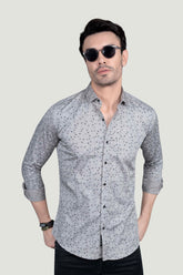 Albin Grey Cotton Printed Shirt