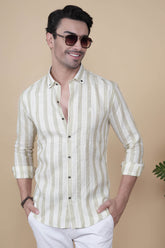 Aksel Cream Linen Striped Shirt