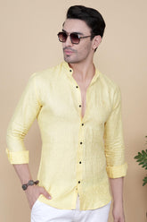 Oliver Yellow Linen Solid Shirt