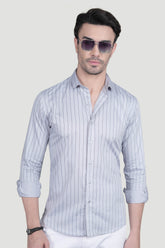 Noel Grey Cotton Striped Shirt