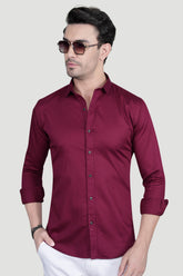 Viliam Maroon Cotton Solid Shirt