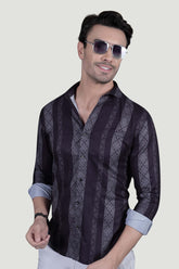 Roman Navy Blue Striped Printed Shirt