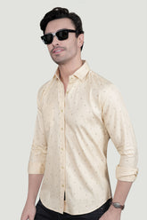 Eirik Cream Cotton Printed Shirt