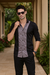 Curved Black Designer Shirt