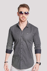 claudio-navy-blue-print-check-shirt