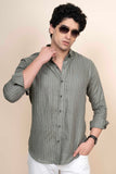 Roman Green Pure Linen Shirt Stripes