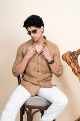 Jonah Brown Pure Linen Shirt Stripes