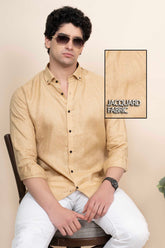 Harris Yellow Pure Linen Shirt Jacquard