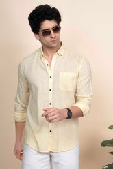Mason Yellow Pure Linen Shirt Solid