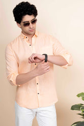 Gabriel Orange Pure Linen Shirt Solid