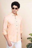 Gabriel Orange Pure Linen Shirt Solid