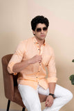 Gabriel Orange Pure Linen Shirt Solid