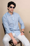 Eli Blue Pure Linen Shirt Stripes