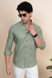 Sebastian Green Pure Linen Shirt Stripes