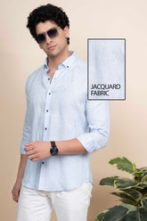 Wyatt Blue Pure Linen Shirt Jacquard