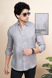 Ethan Grey Pure Linen Shirt Jacquard