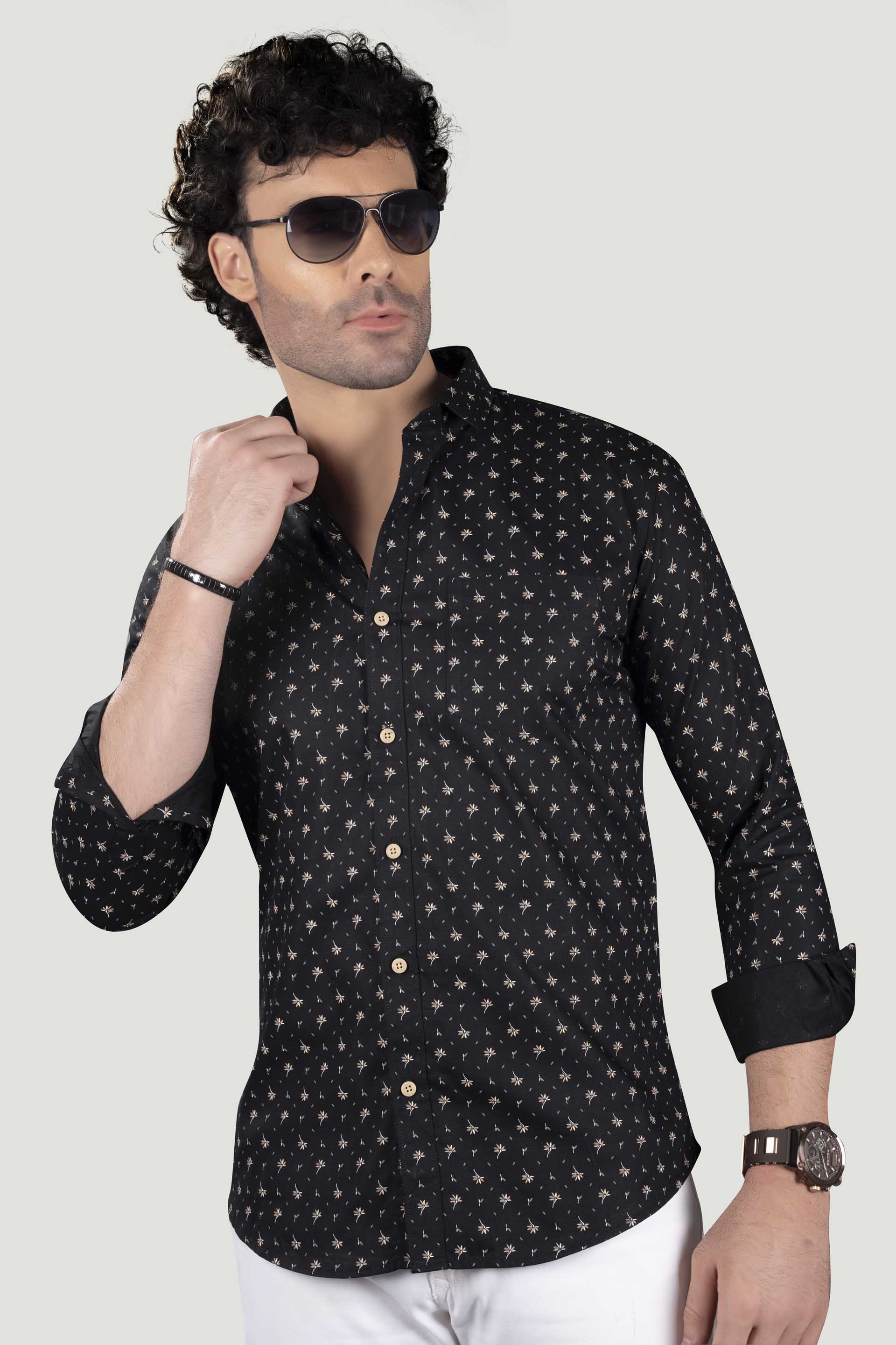 david-black-floral-cotton-printed-shirt