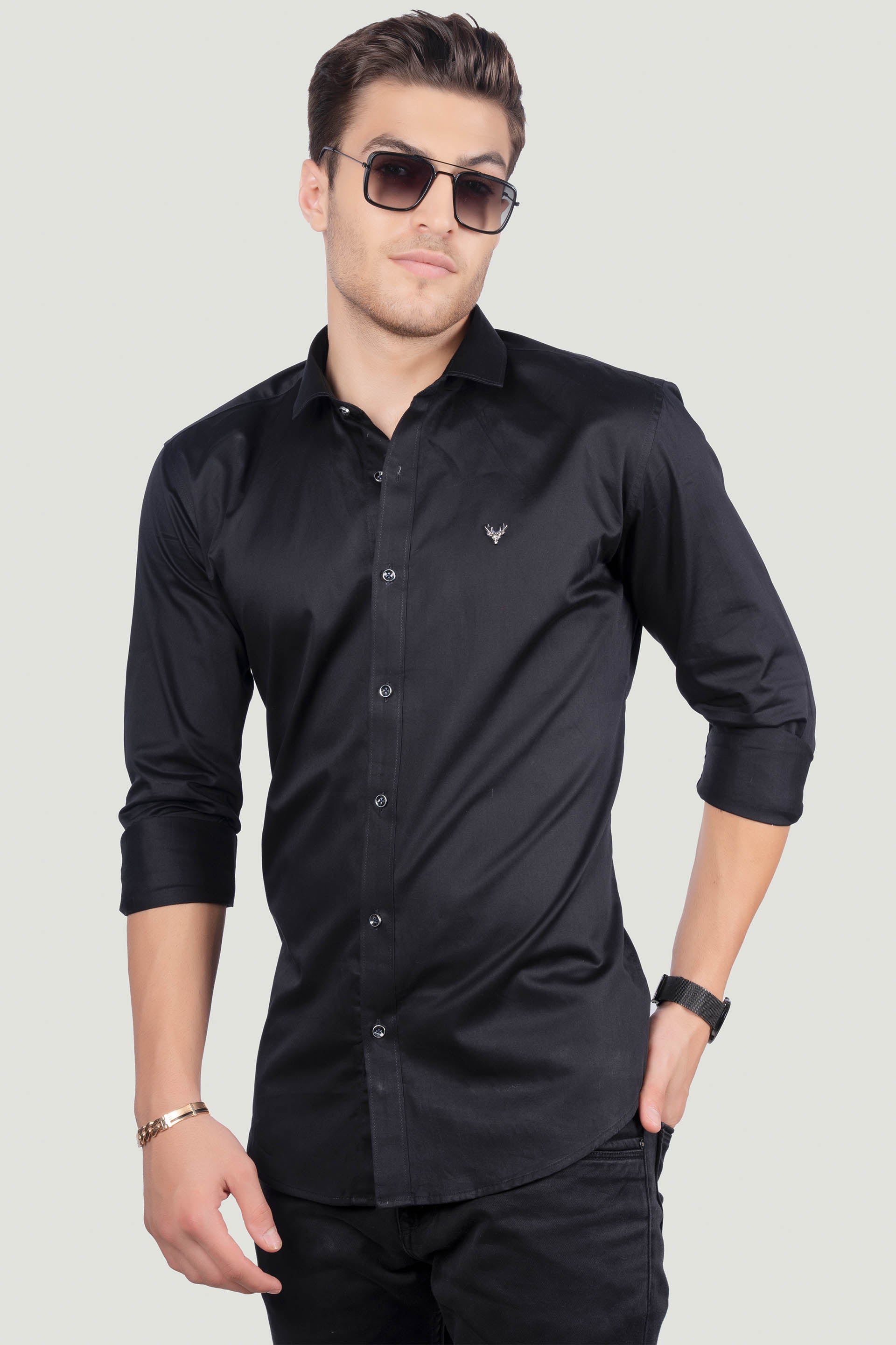 gabriel-black-solid-shirt