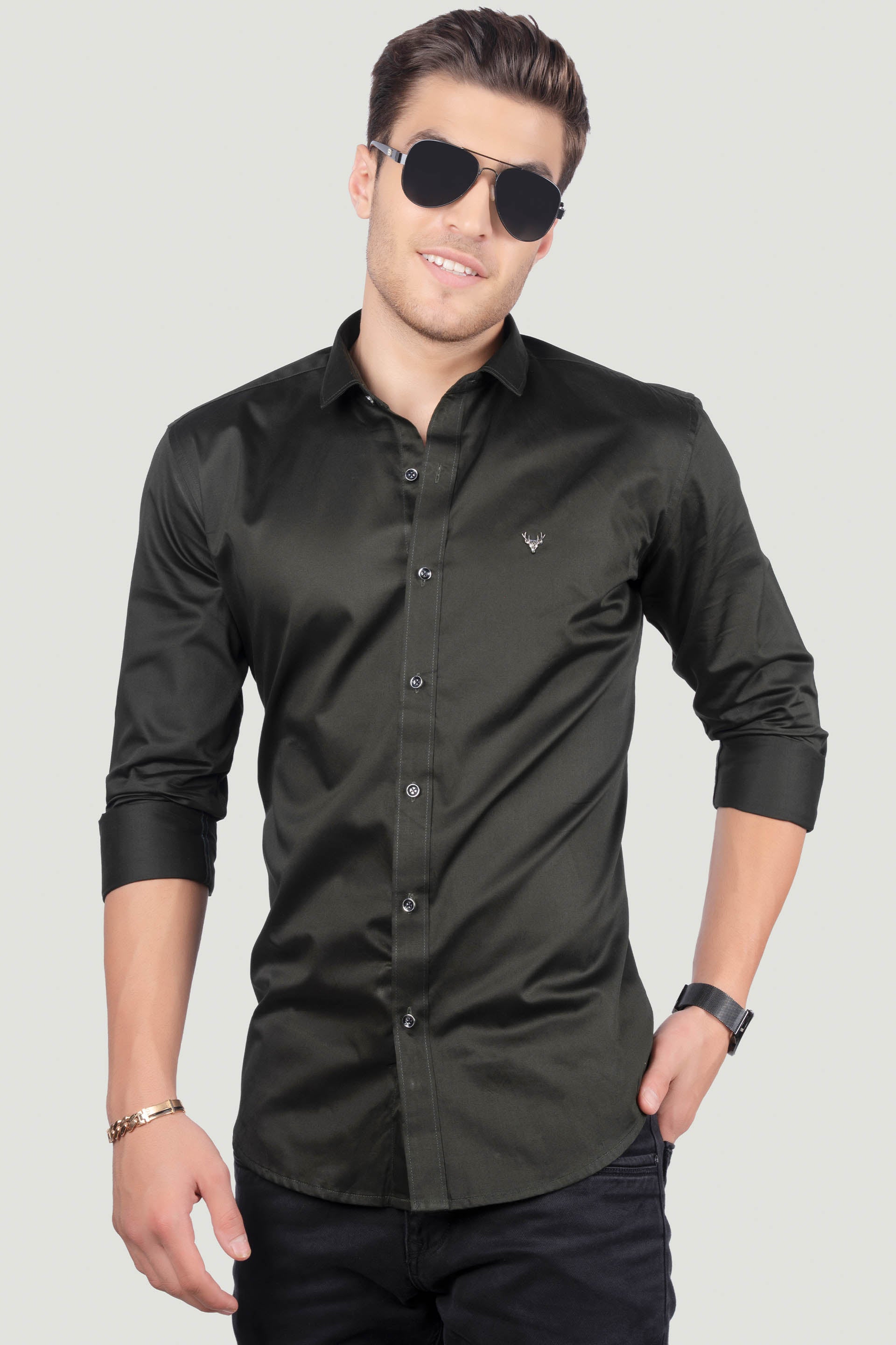 giordano-dark-green-solid-shirt