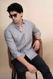 Ethan Grey Pure Linen Shirt Jacquard