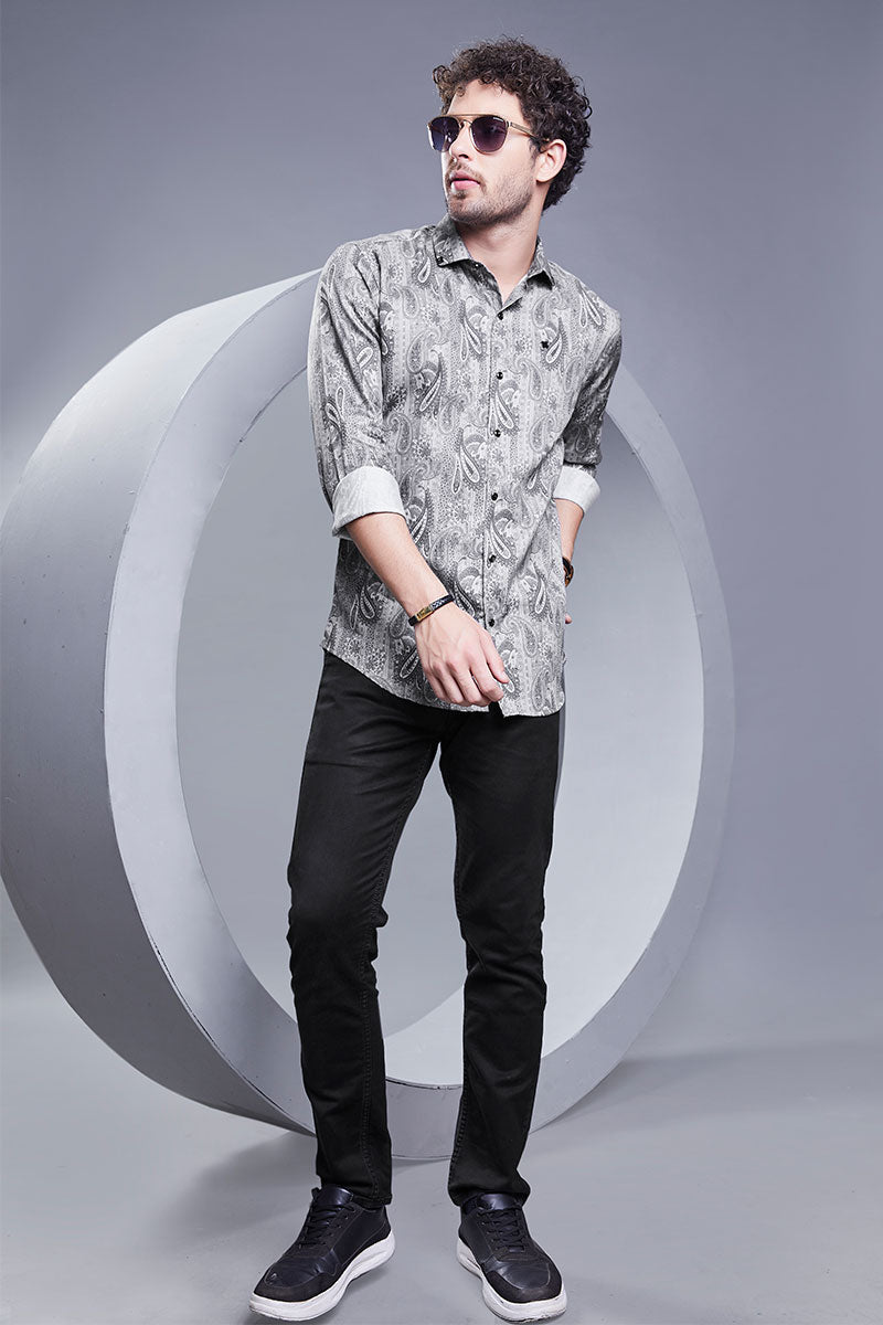 Felix Grey Paisley Print