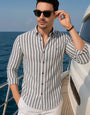 Danylo Grey Linen Striped Shirt