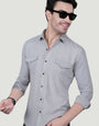 Aurelio Grey Linen Solid Shirt