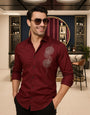 Dixy Maroon Cottton Solid Shirt