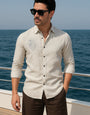 Glossy Off White Linen Solid Shirt