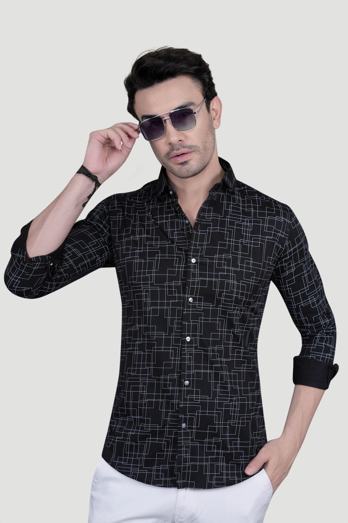 Julien Black Cotton Printed Shirt