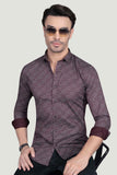 Nils Maroon Cotton Printed Shirt