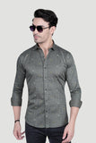 Leon Grey Cotton Printed Shirt